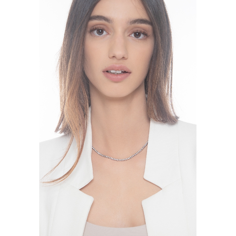 Tennis necklace in white gold 18k with diamonds