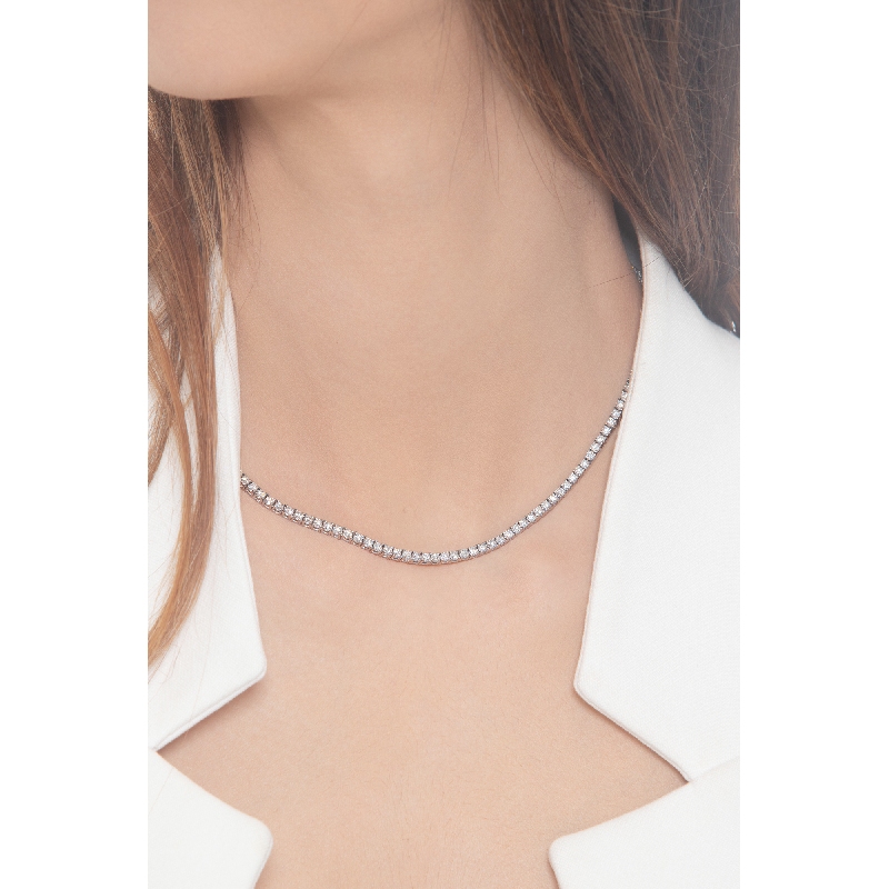 Tennis necklace in white gold 18k with diamonds