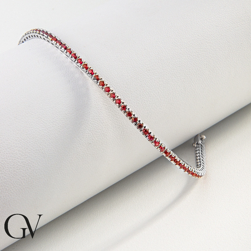 18k white gold tennis bracelet with rubies