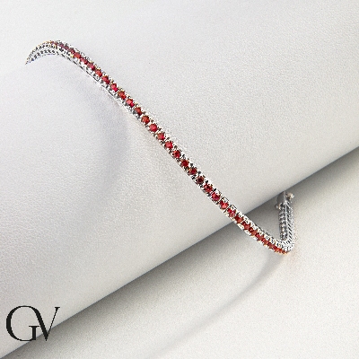18k white gold tennis bracelet with rubies
