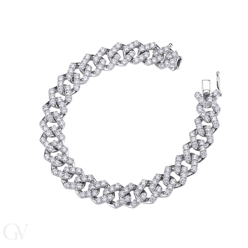 Bracciale Cuban Link in oro bianco 18k Diamanti