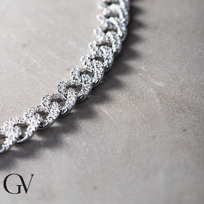 18k white gold groumette chain with diamonds