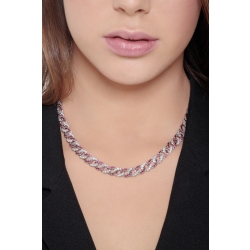 Cuban chain in 18k white gold with rubies and diamonds 2