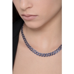 Collana maglia groumette in oro bianco 750 con Zaffiri Blu 2