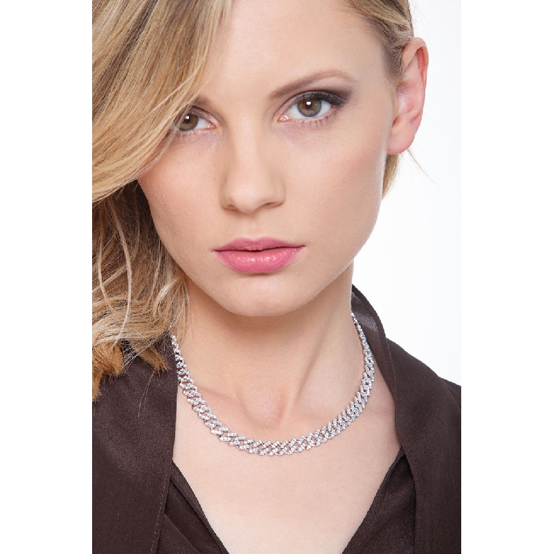 Collana Cuban Link in oro bianco 18k con Diamanti