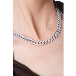 Collana maglia Cuban Link in oro bianco 18k con Diamanti 2