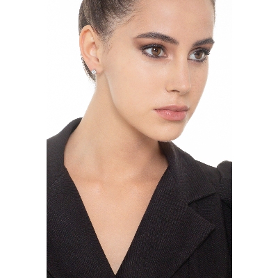 Orecchini punto luce in oro bianco 18k a castone con diamanti.