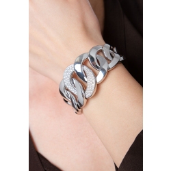 Rigid cuban bracelet in 18k white gold with diamonds 2