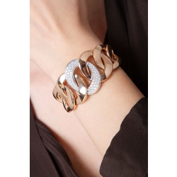 Rigid cuban bracelet in 18k rose gold with diamonds 2