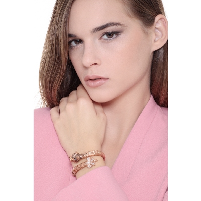 18k rose gold rigid bracelet with fox terrier's face