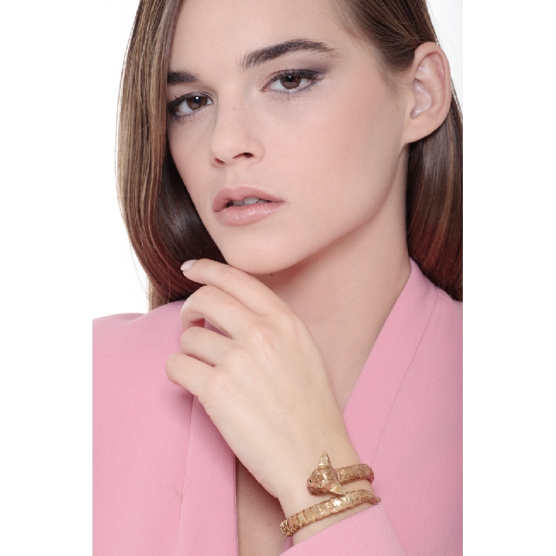 18k yellow gold rigid bracelet with chihuahua's face