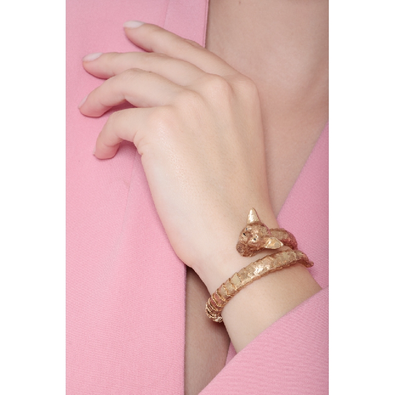 18k yellow gold rigid bracelet with chihuahua's face