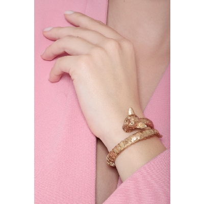 18k yellow gold rigid bracelet with chihuahua's face