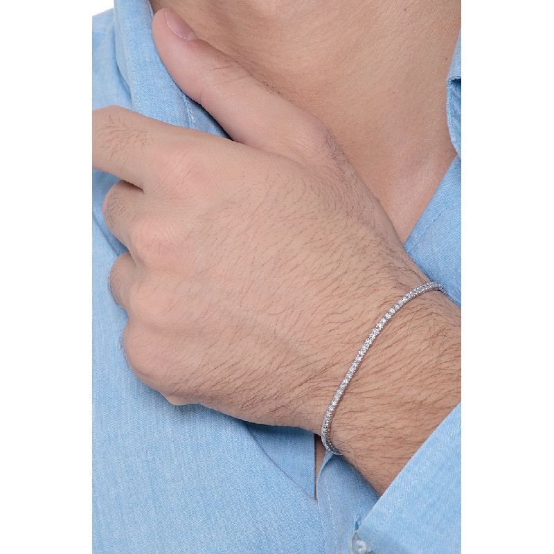 Bracciale Tennis  a griffe in oro Bianco 18k con diamanti