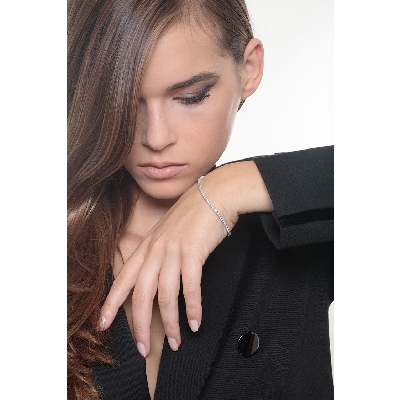 Bracciale Tennis  a griffe in oro Bianco 18k con diamanti