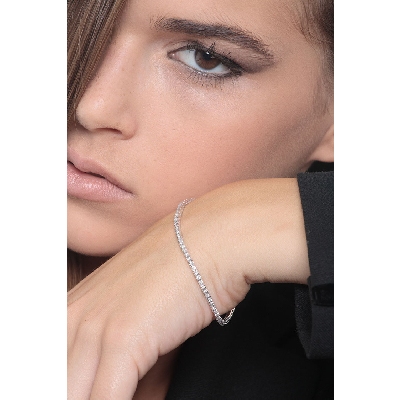 Bracciale Tennis  a griffe in oro Bianco 18k con diamanti