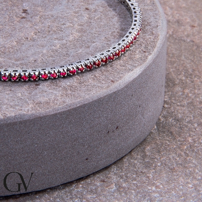 Bracciale Tennis in oro Bianco 18k con Rubini