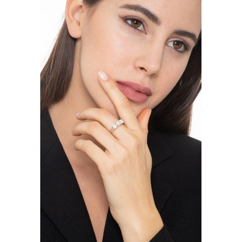 Trilogy Ring 18k White Gold with Diamonds 1,50 ct