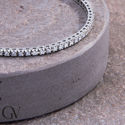 Bracciale Tennis griffe in oro Bianco 18k con diamanti