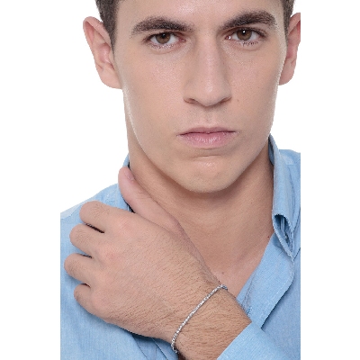 Bracciale Tennis griffe in oro Bianco 18k con diamanti