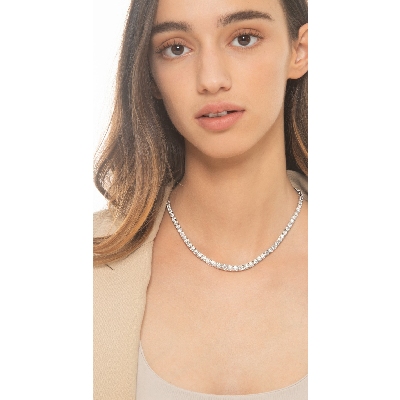 Graduated tennis necklace in white gold 18k with diamonds