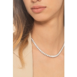 Graduated tennis necklace in white gold 18k with diamonds 2