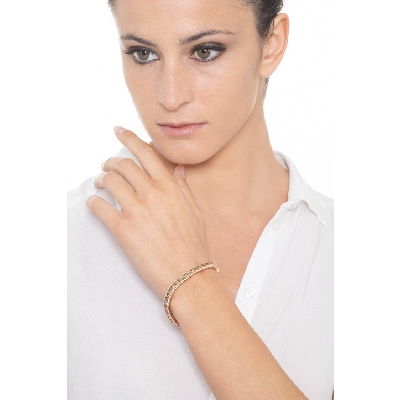 18k rose gold tennis bracelet with white and brown diamonds