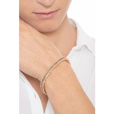 18k rose gold tennis bracelet with white and brown diamonds