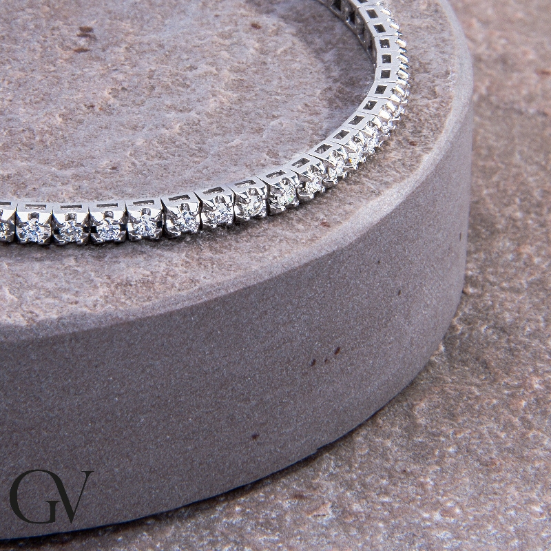 Bracciale Tennis in oro Bianco 18k con diamanti,  Larghezza maglia 3,00 mm