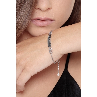Bracciale in oro bianco 18k  con Diamanti Neri e Bianchi