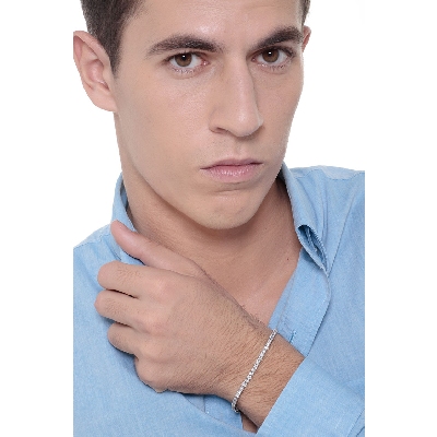 Bracciale Tennis lineare a piramide in oro Bianco 18k con diamanti