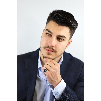 Anello da mignolo in oro Bianco 18k con Diamanti e zaffiri blu, Uomo