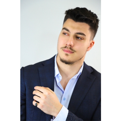 Anello da mignolo in oro Rosa 18k con pavè in diamanti neri e punte brunite, Uomo