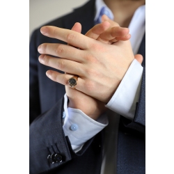 Anello mignolo in oro rosa 18k con Diamanti Neri, Uomo 2