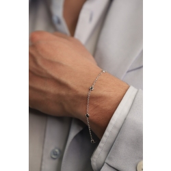 Bracciale in oro bianco 18k a 5 castoni con diamanti neri, cm 20 2