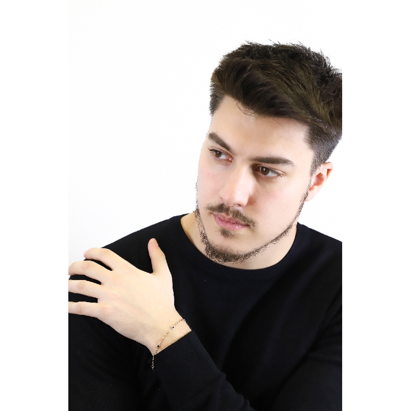 Bracciale in oro rosa 18k con diamanti neri, lunghezza 20 cm.