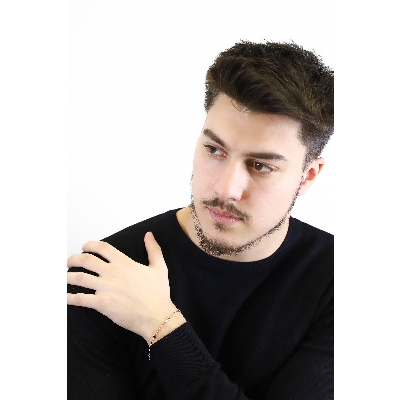 Bracciale in oro rosa 18k con diamanti neri, lunghezza 20 cm.