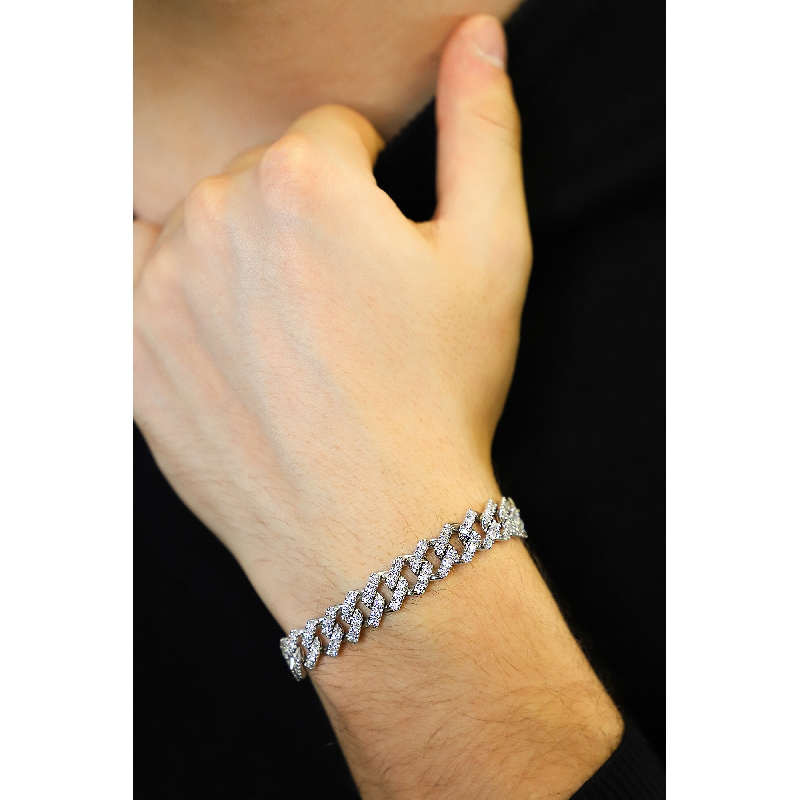 Bracciale Cuban Link in oro bianco 18k Diamanti