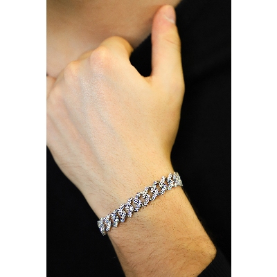 Bracciale Cuban Link in oro bianco 18k Diamanti