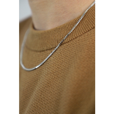 Groumette chain in 18k white gold, 50 cm