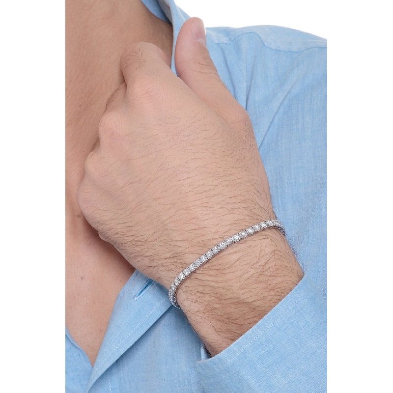 Bracciale Tennis lineare in oro bianco 18k con Diamanti. Larghezza maglia 3.70 mm