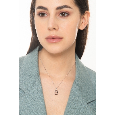 18k white gold letter B with black diamonds