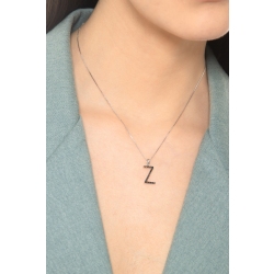 18k white gold letter Z with black diamonds 2
