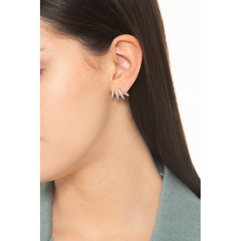 Diamond Hoop Earrings Women 750 White Gold