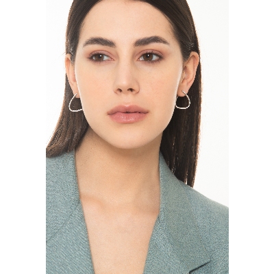 Orecchini Triangolo Oro Bianco 750 e Diamanti 