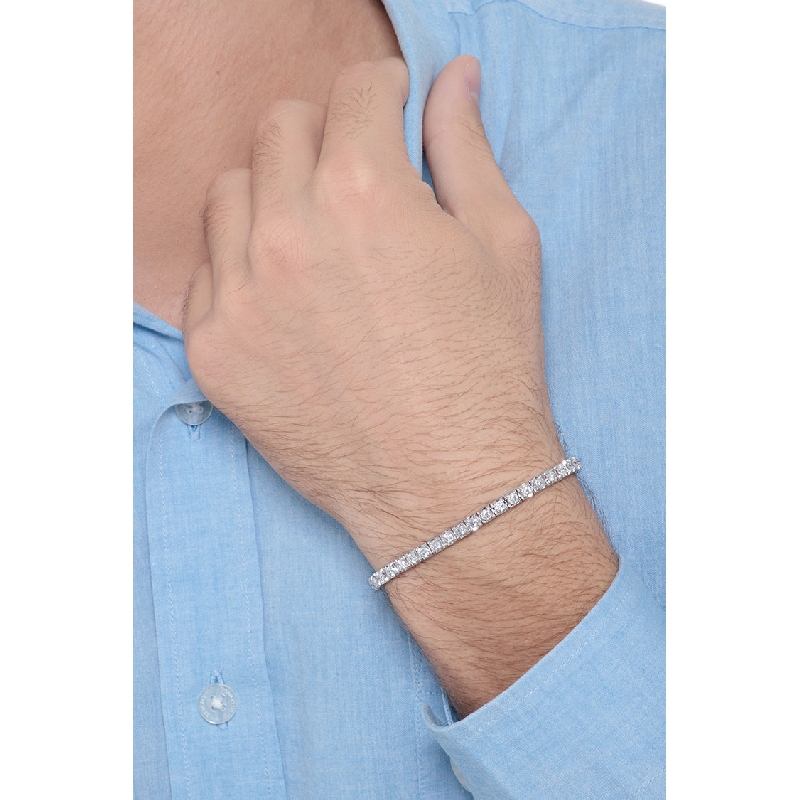 Bracciale Tennis lineare in oro bianco 18k con Diamanti. Larghezza maglia 4.00 mm