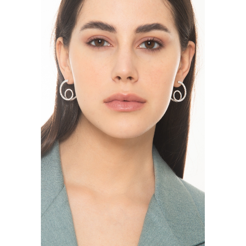 Double Hoop Earrings White Gold With Diamonds 