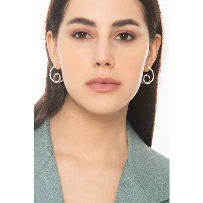 Double Hoop Earrings White Gold With Diamonds 