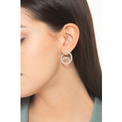 Double Hoop Earrings White Gold With Diamonds  2
