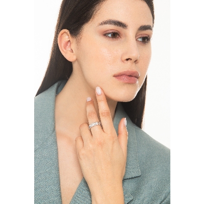 Anello Diamanti Design Oro Bianco 750